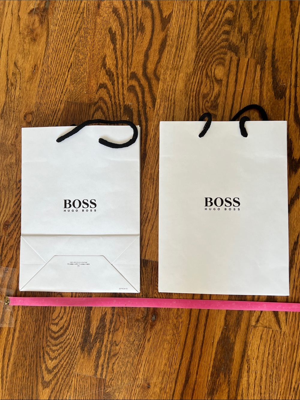Hugo Boss White Shopping Bags with Black Rope Handles